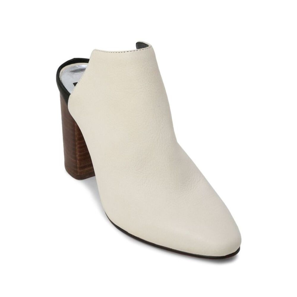 DOLCE VITA Womens Ivory Renly Block Heel Slip On Leather Heeled Mules Shoes 6